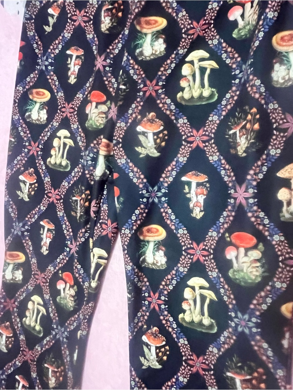 Current Mood Black Wide-Leg Mushroom Print Pants Size Large - Picture 2 of 5